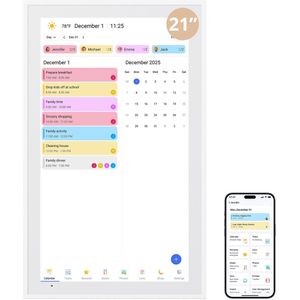 EKASN Digitale Kalender 21.5"" – Digitale Fotolijst – Full HD Touchscreen - 32GB – Wit