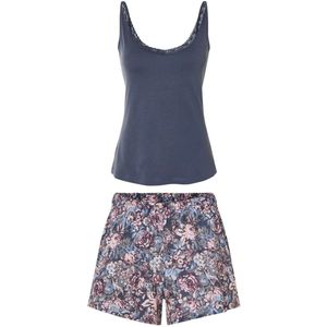 Esmara Korte Dames Pyjama - Maat M 40/42 - 100% Katoen - Blauw Bloemenprint