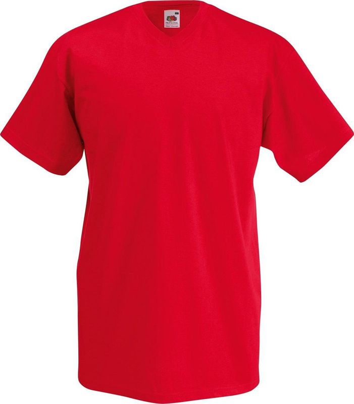 Fruit Of The Loom - Valuegewicht - T-shirt - Rood - Korte Mouwen - V-hals