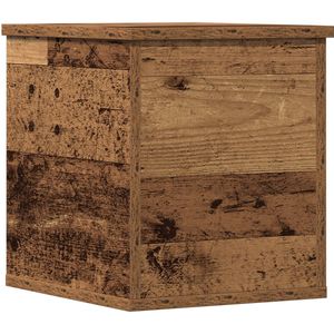 vidaXL - Opbergdoos - met - Deksel - Oude - Hout - 30x35x35 - cm - Geengineerd - Hout