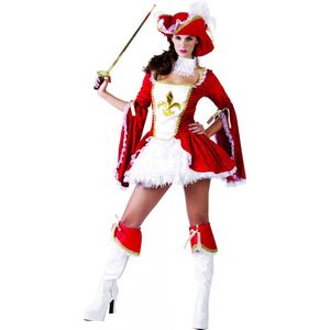 LUCIDA - Sexy rood en wit musketier kostuum voor vrouwen - S