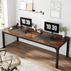 Mason® - Bureau - Dubbel Lang Bureau - 2 persoonsbureau - Computerbureau - Computertafel - Bureautafel voor Thuis en/of kantoor - 200 x 70 x 75 cm - Rustiek Bruin