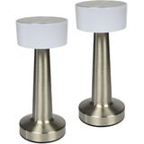 Benson - LED Tafellamp - Zilver - Oplaadbaar - Draadloos - 21 cm