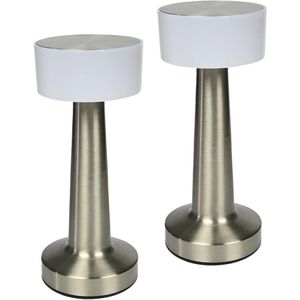 Benson - LED Tafellamp - Zilver - Oplaadbaar - Draadloos - 21 cm