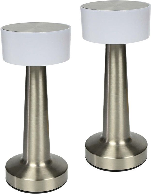 Benson - LED Tafellamp - Zilver - Oplaadbaar - Draadloos - 21 cm