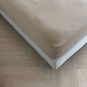 Kayori Tara Topper Hoeslaken Jersey Stretch - 140-160x200-220cm - Biologisch Katoen - Strijkvrij - Taupe