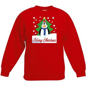 Rode kersttrui pinguin voor kerstboom voor jongens en meisjes - Kerstruien kind 170/176