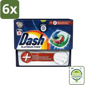 Dash Platinum - Wasmiddel Capsules - Witte en Gekleurde Was - 14 Wasbeurten - Voordeelverpakking - 6 stuks - Wasmiddel capsules - Vlekkenverwijderaar