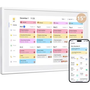 EKASN Digitale Kalender 15,6"" – Digitale Fotolijst – Full HD Touchscreen - 32GB – Wit