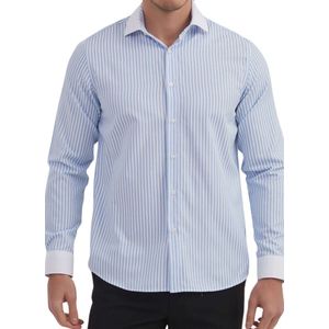 Heren overhemd Met Lange Mouwen - Comfort Fit - Longsleeve Shirt - Maat L - Licht Blauw
