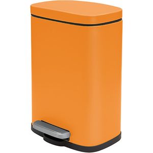 Spirella Pedaalemmer Venice - oranje - 5 liter - metaal - L21 x H30 cm - soft-close - toilet/badkamer