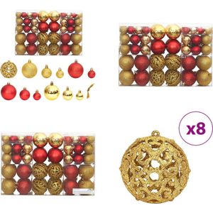 vidaXL-Kerstballen-100-st-3/4/6-cm-goudkleurig-en-wijnrood - Kerstbal - Kerstballen - Kerstdecoratie - Kerstversiering