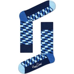 Happy Socks Filled Optic Sokken - Blauw/Lichtblauw - Maat 36-40