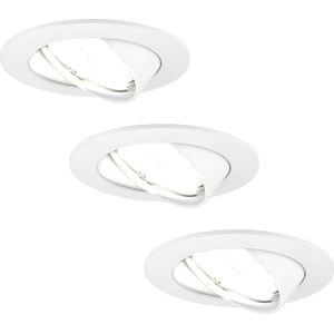 Ledvion Set van 3 LED Inbouwspots Amsterdam, Wit, 5W, 6500K, 82mm, Dimbaar, Rond, Badkamer Inbouwspots, Plafondspots, Inbouwspot Frame