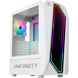 Witte RGB Mid Tower Gaming PC-behuizing met gehard glas | ATX compatibel | Verlichting & Ventilatoren inbegrepen