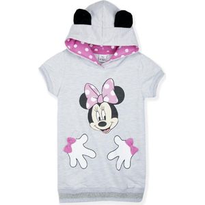 Disney Minnie Mouse jurk met capuchon - dunne sweaterstof - grijs - maat 122/128 (8 jaar)