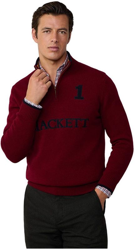 Hackett Hm703226 Half Rits Trui Rood M Man