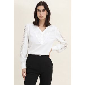 Blouse, wit, met kant, maat S