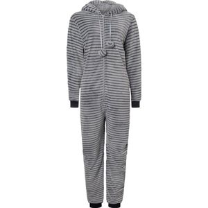 Cocodream meisjes onesie fleece - maat 128 - Schaduwstreep rabbit - grijs
