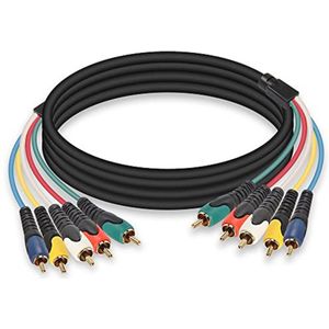 5-RCA RGB Componenten Audio Video Kabel - Vergulde Stekker voor DVD, TV, VCR, CD-Speler, Camcorder, Projector (1,5 M)