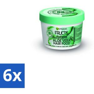 6 x Garnier - Fructis Hair Food Aloe Vera - 3-in-1 Haarmasker - Normaal tot Droog Haar - 400 ml - Haar Masker - Aloe Vera - Droog Haar - Hydraterend Masker - Garnier Fructis