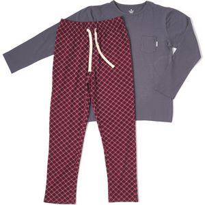 Little Label - heren pyjama - rode ruit - S/46 - Zachte BIO Katoen