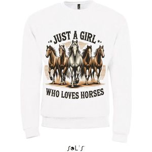 Sweatshirt 2-189 Girl loves Horses - S, Wit