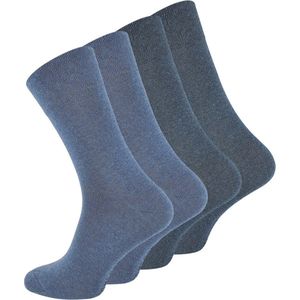 Lavendel Gezondheidssokken - 4 Paar - Zonder Elastiek - Naadloos - Diabetes Sokken - Blauwe Tinten / 39-42