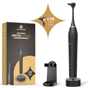 FLOSSURE Elektrische Flosser - Flosapparaat - Tandplak Verwijderaar - Traditioneel en Waterflosser alternatief - Tijdelijk 4 GRATIS Cadeau's - Zwart