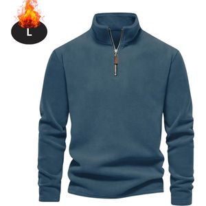 Nivard Quarter Zip Heren - Sweater - Sweaters - Hoodie - Warme Trui - Vest - Lang - Coltrui - Zeeblauw - L