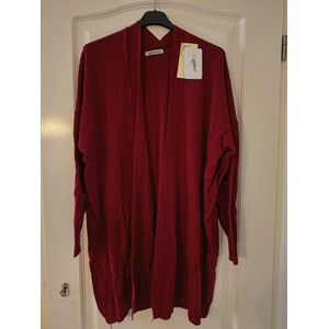 Halflang warm dames vest Dysa-effen rood-Maat M/L