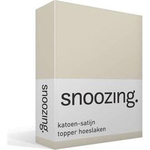 Snoozing - Katoen-satijn - Topper - Hoeslaken - Lits-jumeaux - 180x220 cm - Ivoor