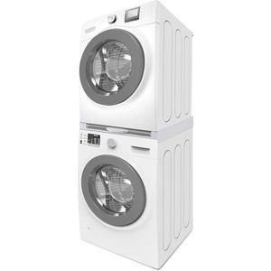 Meliconi Base Torre Evo L60 overlappingsset voor wasmachine en droger met uittrekbare lade en veiligheidsgordel met metalen gesp - wit