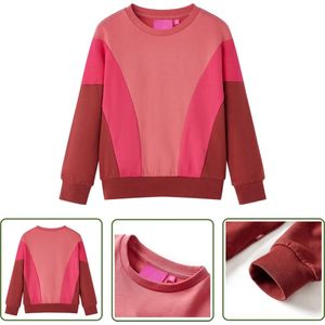 vidaXL Meisjestrui - Kindertrui - Kindertrui kleurenblok 92 roze en hennakleurig - Roze Trui - Katentrui - Kinderkledij