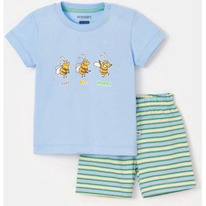 Woody pyjama baby jongens - lichtblauw - bijtjes - 251-10-PUS-S/821 - maat 62