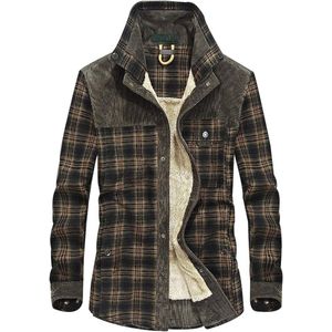 Lange Mouwen Sherpa Gevoerd Overhemd Jas voor Heren - Flanel Geruite Fleece Jassen