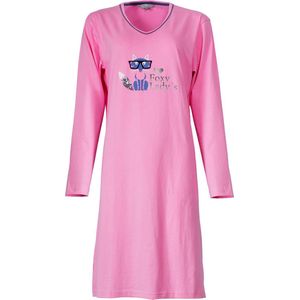 Irresistible Dames Nachthemd - V Hals - Lange Mouwen - Roze - Maat S