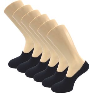 Footies - Invisible Sneakersokken - Zwart - Set van 6 paar - Siliconen Hiel
