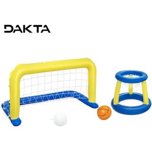 Dakta® Zwembad Waterpolo Doel | Sportief | Waterspeelgoed | Coordinatie | Kinderen | Basketbal | Voetbal | Goal | Zwembad Speelgoed | Samen Spelen | Opblaasbaar | Geel en Blauw | 0.7 KG