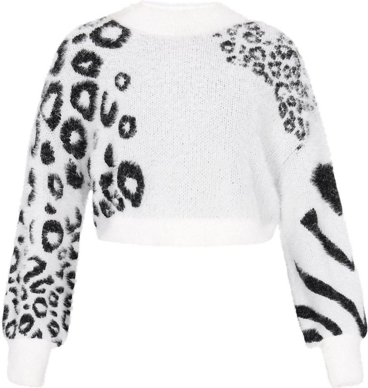 myMo - ROCKS - Trui - Zwart - Dierenprint - Lange Mouw