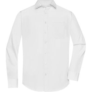 OwnYourFashion Overhemd Heren met Lange Mouw (Wit) - Maat 4XL