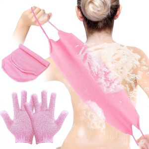 Gsedaox- Exfoliërende Handschoen- Scrub Handschoen-Rugscrub handdoek- Lichaam&Gezicht-Douchehand-3-delig