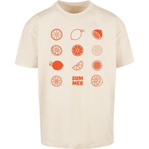 Merchcode - Shirt - Sand/Oranjerood - Motiefprint - Kwartmouw
