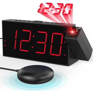 Vibrerende wekker met 180° projectie en USB oplaadpoorten