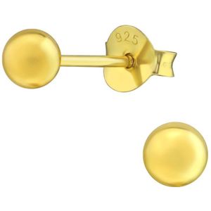Joy|S - Zilveren oorknoppen 4 mm - basic - gold plated