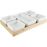 Cosy&Trendy - Borrelplank - Bamboe - Met 5 Keramieken Cups