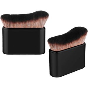 2 Stuks Zelfbruinende Kwast - 7,5x6,8cm Body Make-up Kwast Met Zachte Haren (Zwart)