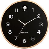 Wall clock Natural Cuckoo birch wood black