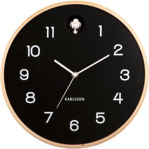 Wall clock Natural Cuckoo birch wood black