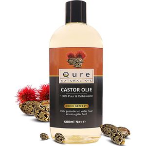 Castor Olie 500ml + Pompje | Biologisch | 100% Puur & Onbewerkt | Wonderolie | Castorolie, Ricinusolie | Food-Grade Kwaliteit | Koudgeperste Castor Oil voor Haar, Huid, Wenkbrauw en Wimpers | Huidolie | Haarolie